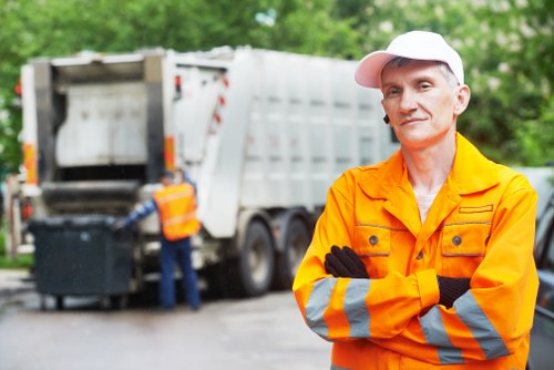 Waste collection trucks in South West London